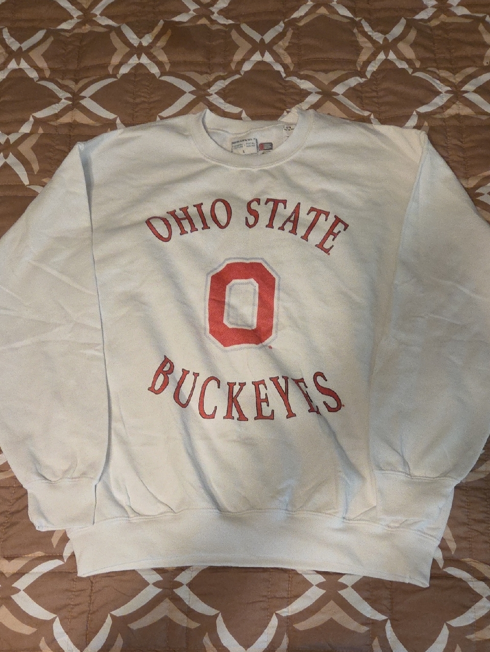 Ohio State Buckeyes White Crewneck Sweatshirt - Collegiate Graphic